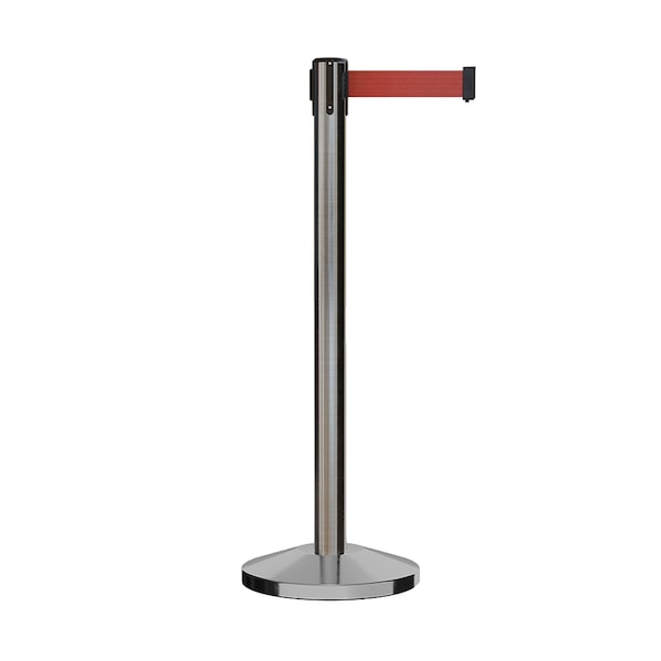 Montour Line Stanchion Belt Barrier Sat.Steel Post 9ft. Red Belt ES400-SS-RD-ML-90 - main